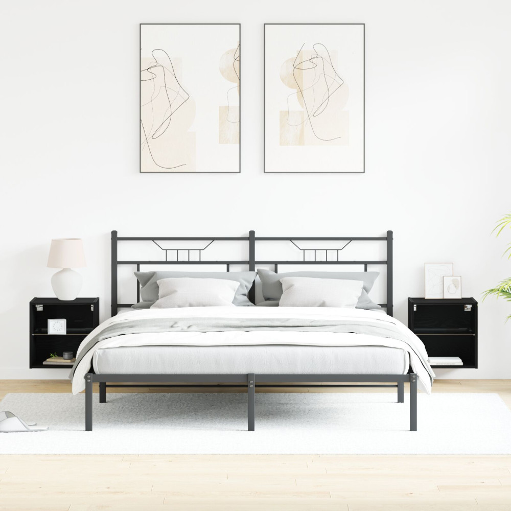 Produktbild för Flytande hylla med LED-ljus 2 pcs Svart 40 x 28,5 x 40 cm