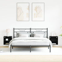 Produktbild för Flytande hylla med LED-ljus 2 pcs Svart 40 x 28,5 x 40 cm