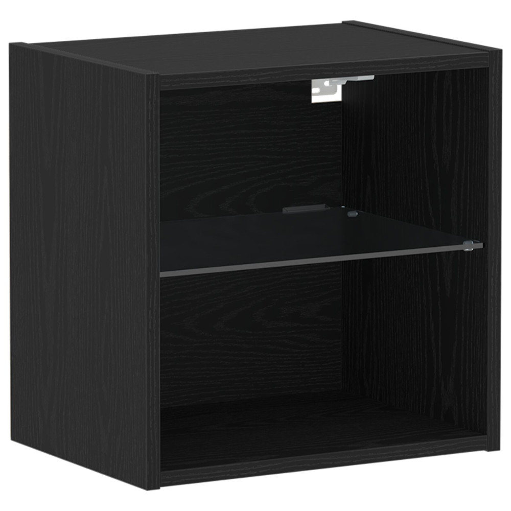 Produktbild för Flytande hylla med LED-ljus 2 pcs Svart 40 x 28,5 x 40 cm