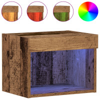 Produktbild för TV-bänkset med led Gammalt trä 40 x 30 x 30 cm Konstruerat trä