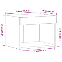 Produktbild för TV-bänkset med led Svart Ek 40 x 30 x 30 cm Konstruerat trä