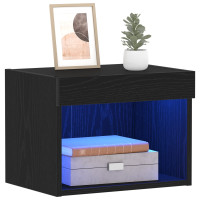 Produktbild för TV-bänkset med led Svart Ek 40 x 30 x 30 cm Konstruerat trä