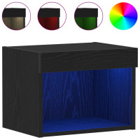 Produktbild för TV-bänkset med led Svart Ek 40 x 30 x 30 cm Konstruerat trä
