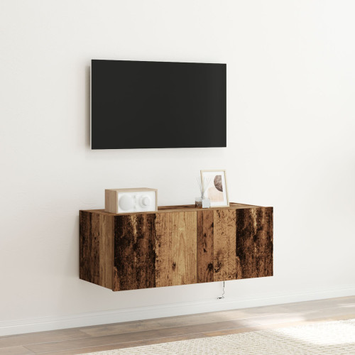 vidaXL TV Vägghylla Gammalt trä 80 x 35 x 31 cm Konstruerat trä