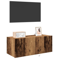 Produktbild för TV Vägghylla Gammalt trä 80 x 35 x 31 cm Konstruerat trä
