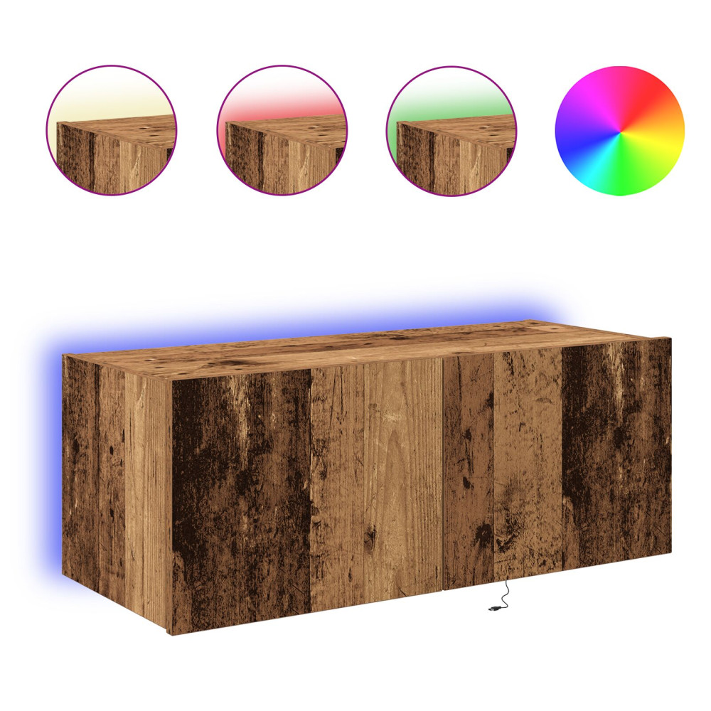 Produktbild för TV Vägghylla Gammalt trä 80 x 35 x 31 cm Konstruerat trä