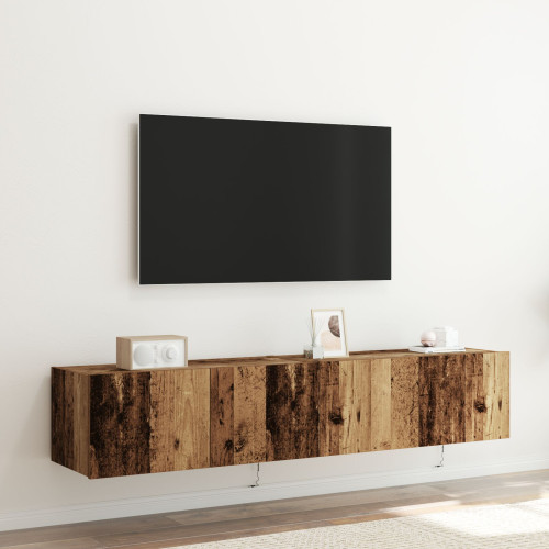 vidaXL TV Vägghylla 2 pcs Gammalt trä 80 x 35 x 31 cm Konstruerat trä