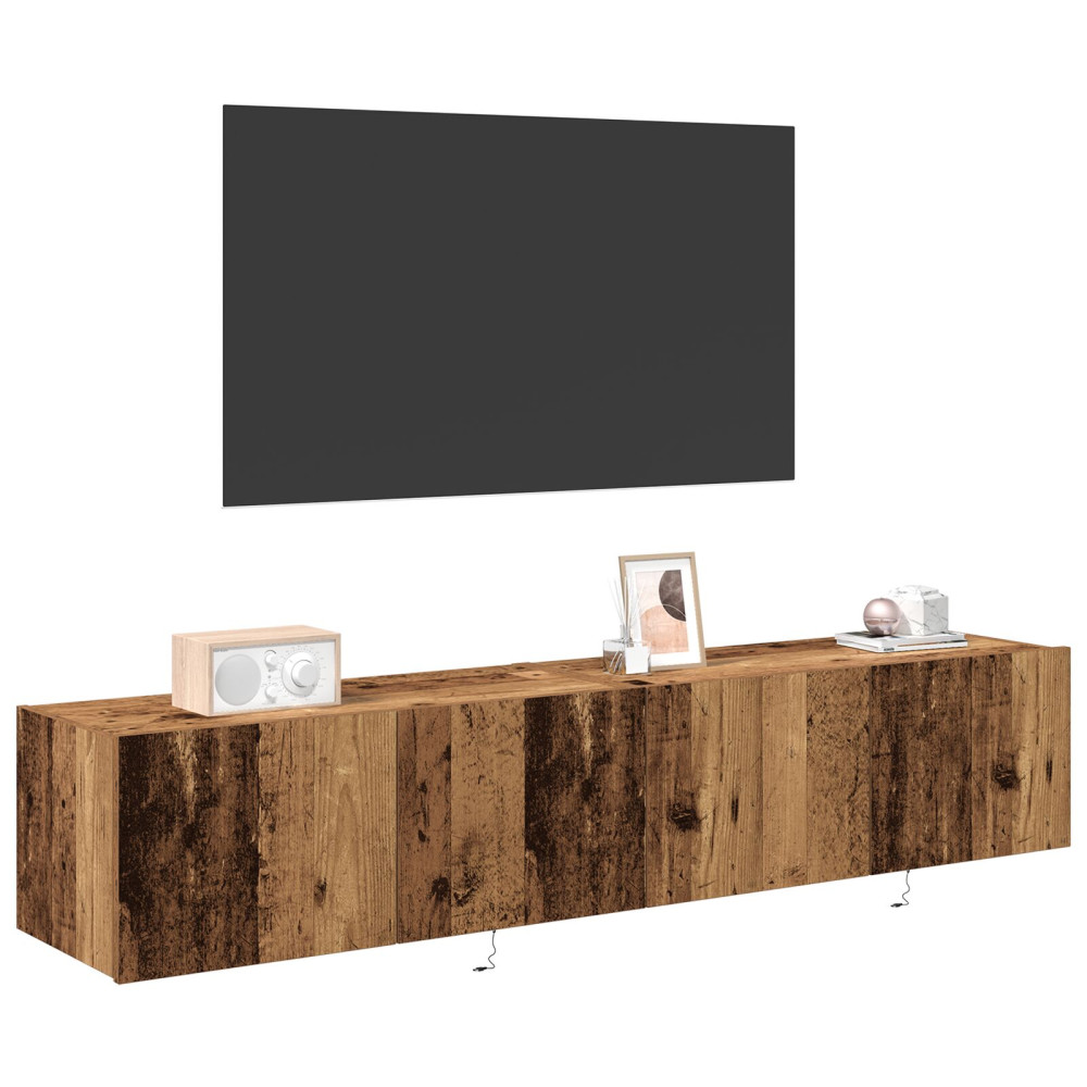 Produktbild för TV Vägghylla 2 pcs Gammalt trä 80 x 35 x 31 cm Konstruerat trä