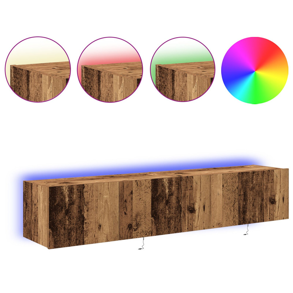 Produktbild för TV Vägghylla 2 pcs Gammalt trä 80 x 35 x 31 cm Konstruerat trä