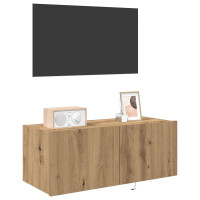 Produktbild för TV Vägghylla 80 x 35 x 31 cm Artisan Ek Konstruerat trä