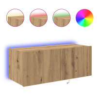 Produktbild för TV Vägghylla 80 x 35 x 31 cm Artisan Ek Konstruerat trä