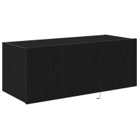 Produktbild för TV Vägghylla med LED Svart Ek 80 x 35 x 31 cm Konstruerat trä