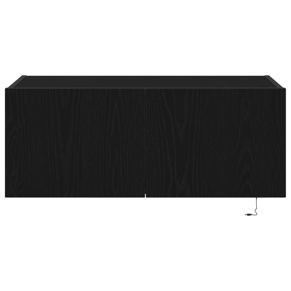 Produktbild för TV Vägghylla med LED Svart Ek 80 x 35 x 31 cm Konstruerat trä