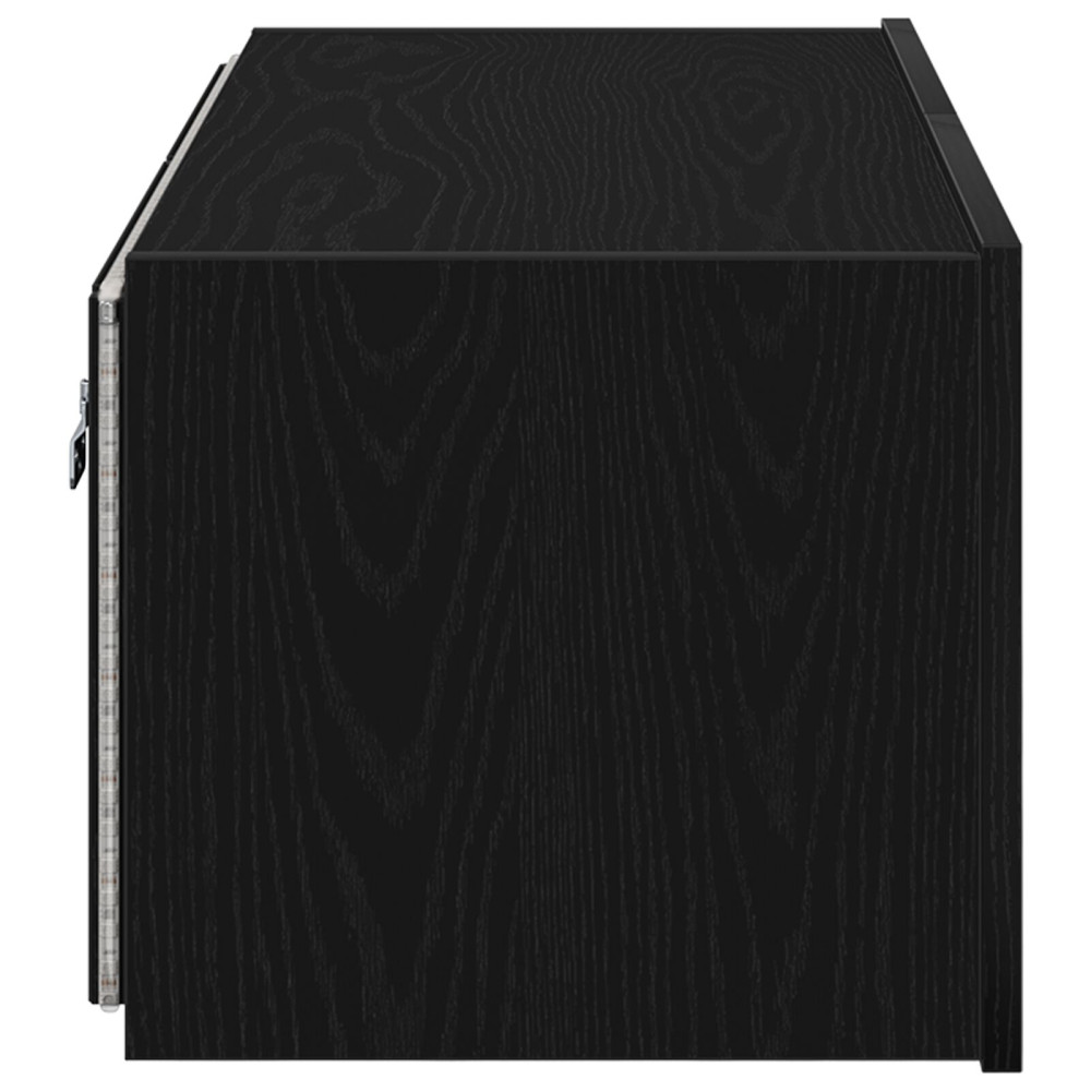 Produktbild för TV Vägghylla med LED Svart Ek 80 x 35 x 31 cm Konstruerat trä