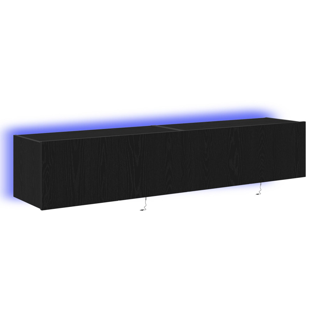 Produktbild för TV Vägghylla 2 pcs Svart Ek 80 x 35 x 31 cm Konstruerat trä