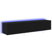 Produktbild för TV Vägghylla 2 pcs Svart Ek 80 x 35 x 31 cm Konstruerat trä