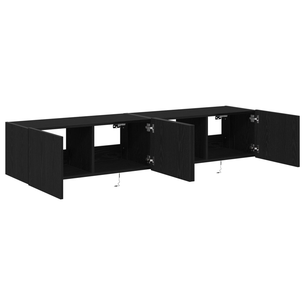 Produktbild för TV Vägghylla 2 pcs Svart Ek 80 x 35 x 31 cm Konstruerat trä