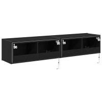 Produktbild för TV Vägghylla 2 pcs Svart Ek 80 x 35 x 31 cm Konstruerat trä