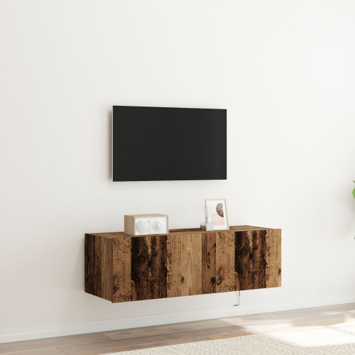 vidaXL TV Vägghylla 2 pcs Gammalt trä 100 x 35 x 31 cm Konstruerat trä