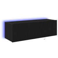 Produktbild för TV Vägghylla 2 pcs Svart Ek 100 x 35 x 31 cm Konstruerat trä