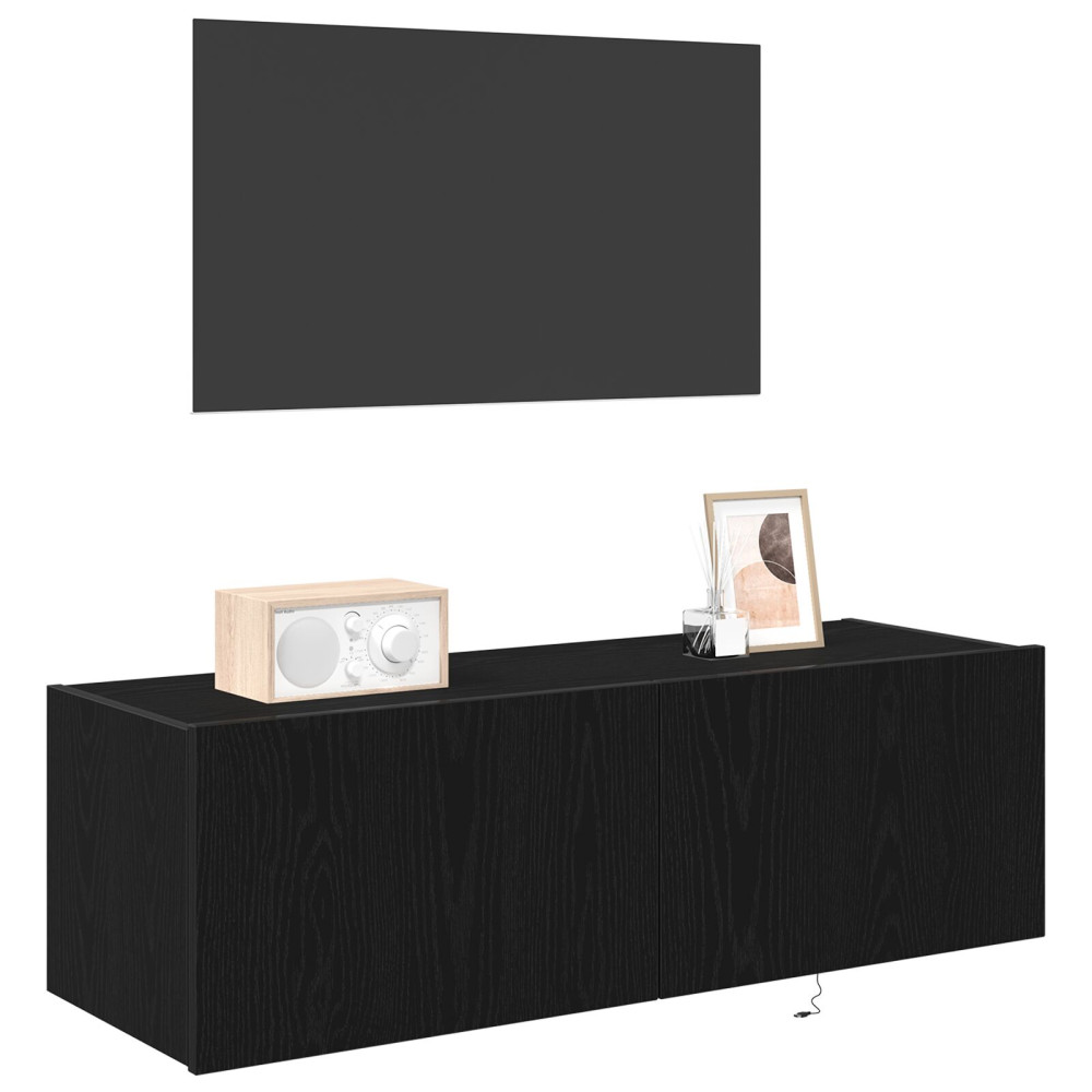 Produktbild för TV Vägghylla 2 pcs Svart Ek 100 x 35 x 31 cm Konstruerat trä