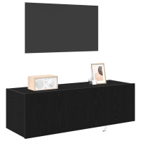 Produktbild för TV Vägghylla 2 pcs Svart Ek 100 x 35 x 31 cm Konstruerat trä