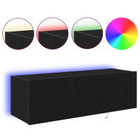 Produktbild för TV Vägghylla 2 pcs Svart Ek 100 x 35 x 31 cm Konstruerat trä