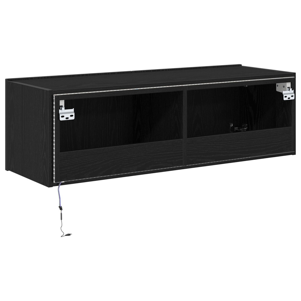 Produktbild för TV Vägghylla 2 pcs Svart Ek 100 x 35 x 31 cm Konstruerat trä