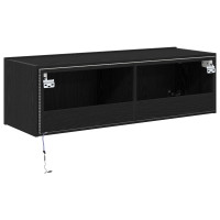Produktbild för TV Vägghylla 2 pcs Svart Ek 100 x 35 x 31 cm Konstruerat trä