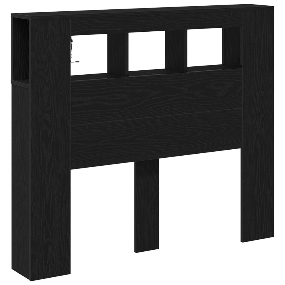 Produktbild för LED huvuddyna Svart Ek 120 x 18,5 x 103,5 cm Konstruerat trä