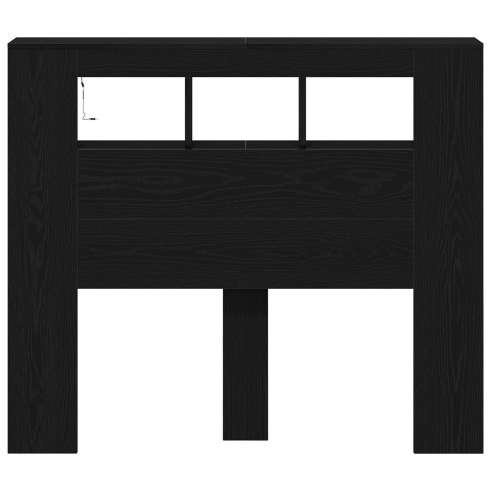Produktbild för LED huvuddyna Svart Ek 120 x 18,5 x 103,5 cm Konstruerat trä