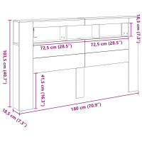 Produktbild för LED huvuddyna Svart Ek 180 x 18,5 x 103,5 cm Konstruerat trä