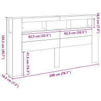 Produktbild för LED huvuddyna Svart Ek 200 x 18,5 x 103,5 cm Konstruerat trä