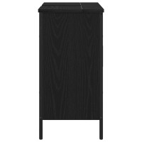 Produktbild för Badrumsskåp med handfat med lagring Svart Ek 60 x 30 x 60 cm