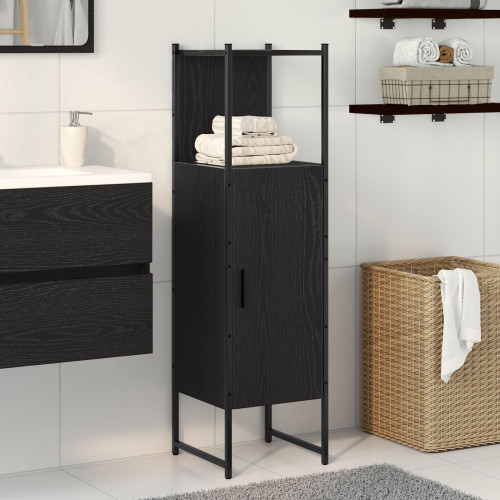 vidaXL Badrumsmöbelset Svart Ek 33 x 33 x 120,5 cm Konstruerat trä