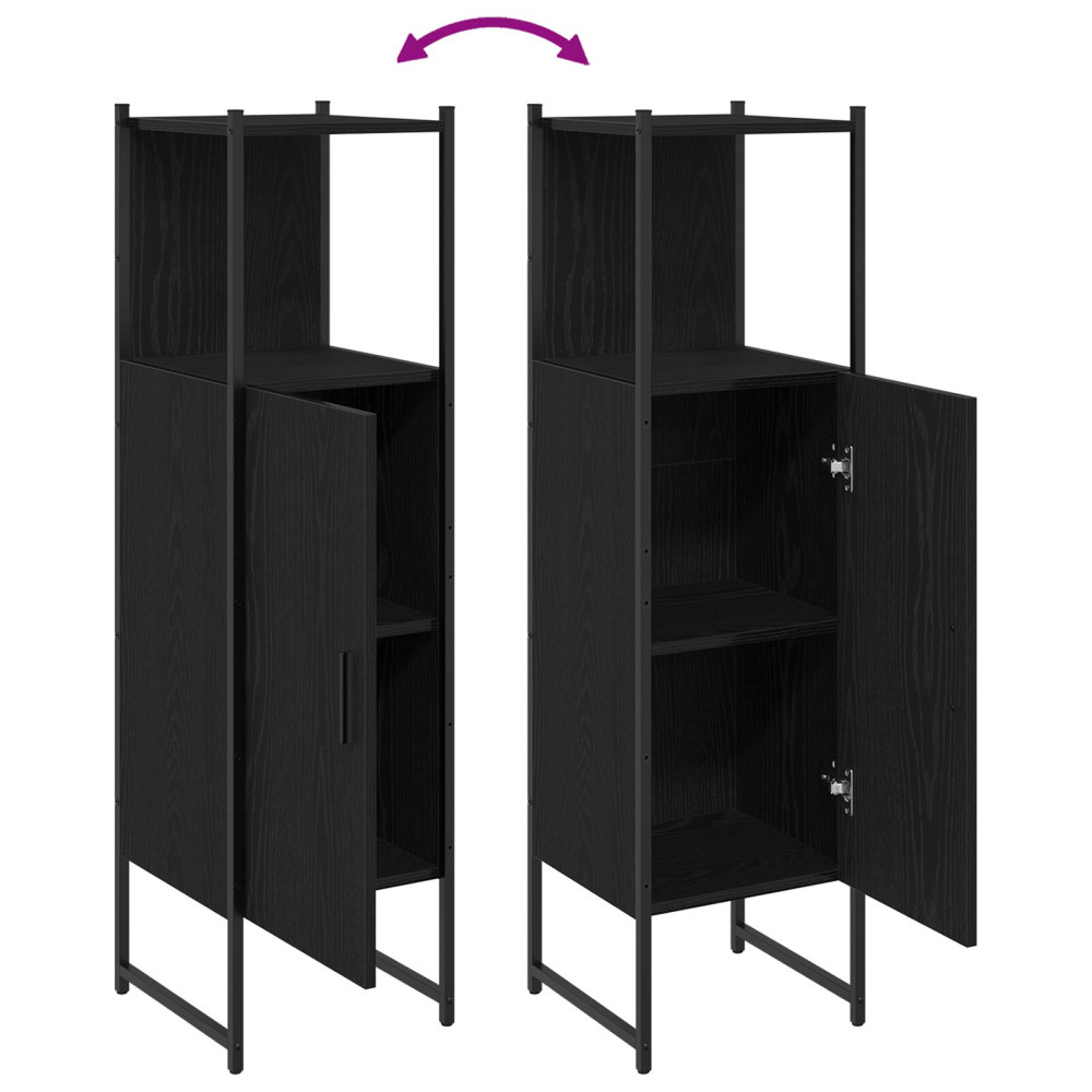 Produktbild för Badrumsmöbelset Svart Ek 33 x 33 x 120,5 cm Konstruerat trä
