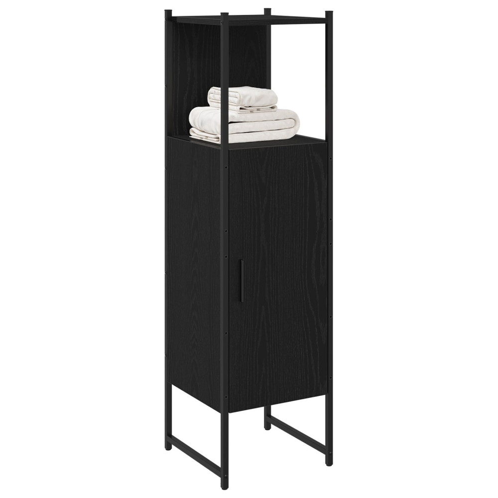 Produktbild för Badrumsmöbelset Svart Ek 33 x 33 x 120,5 cm Konstruerat trä