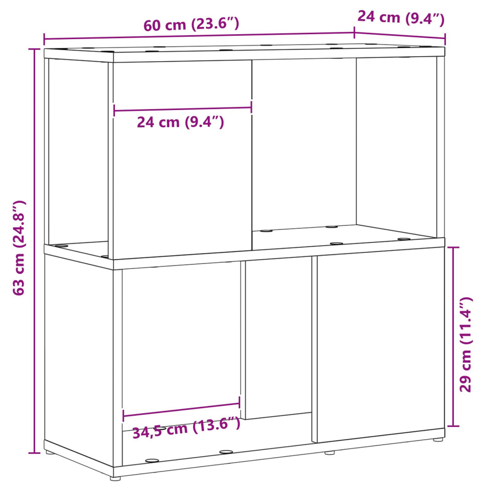 Produktbild för TV-bänkset Väggmonterad Svart 60 x 24 x 63 cm Konstruerat trä