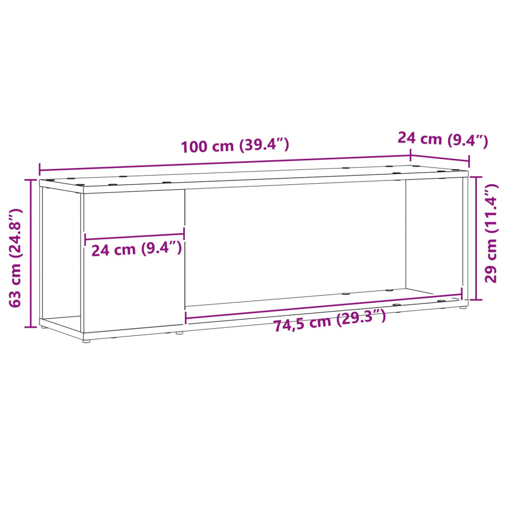 Produktbild för TV-bänkset Väggmonterad Svart 100 x 24 x 63 cm Konstruerat trä