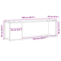 Produktbild för TV-bänkset Väggmonterad Svart 100 x 24 x 63 cm Konstruerat trä