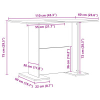 Produktbild för Matbord Sonoma-ek 110 x 60 x 75 cm Konstruerat trä