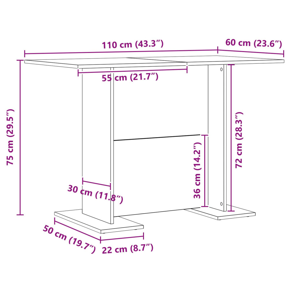 Produktbild för Matbord artisan ek 110 x 60 x 75 cm Konstruerat trä