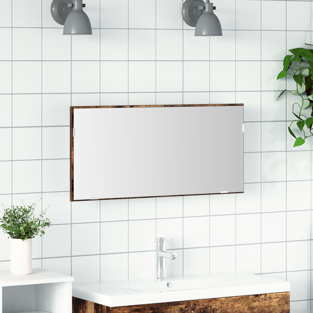 Produktbild för Spegel Väggmonterad Brun 80 x 37 cm Glas och konstruerat trä