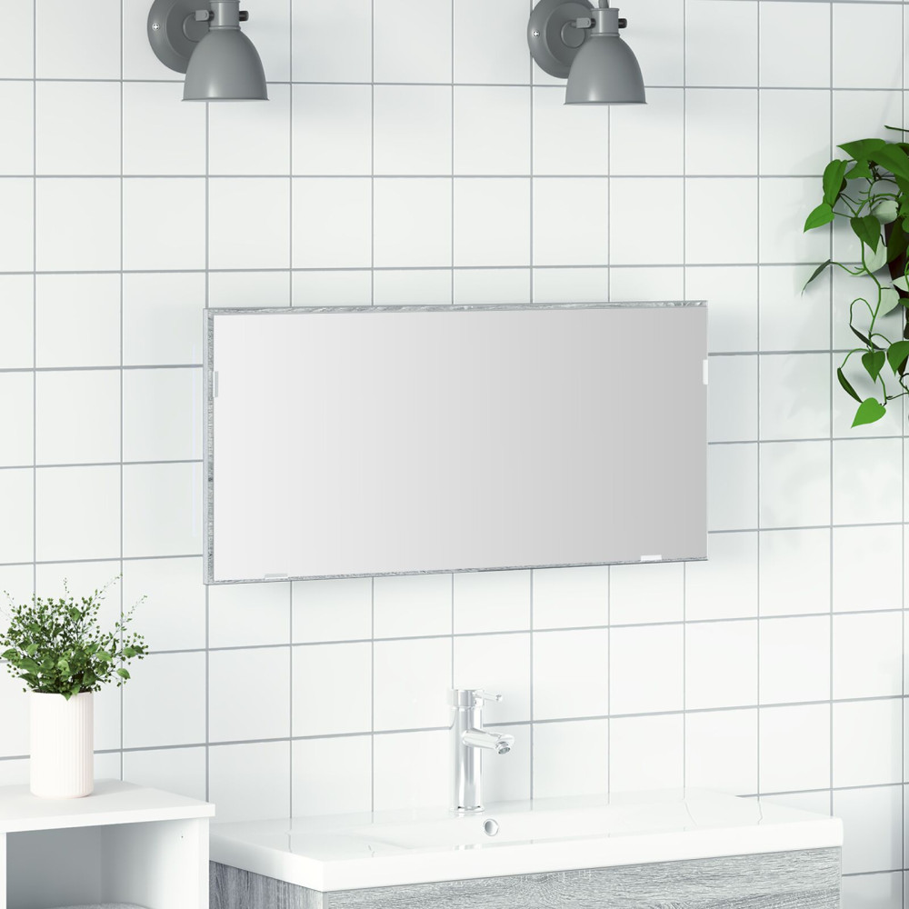 Produktbild för Spegel Hög grå sonoma 80 x 37 cm Glas och konstruerat trä