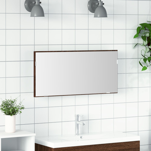 vidaXL Spegel Väggmonterad brun ek 80 x 37 cm Glas och konstruerat trä