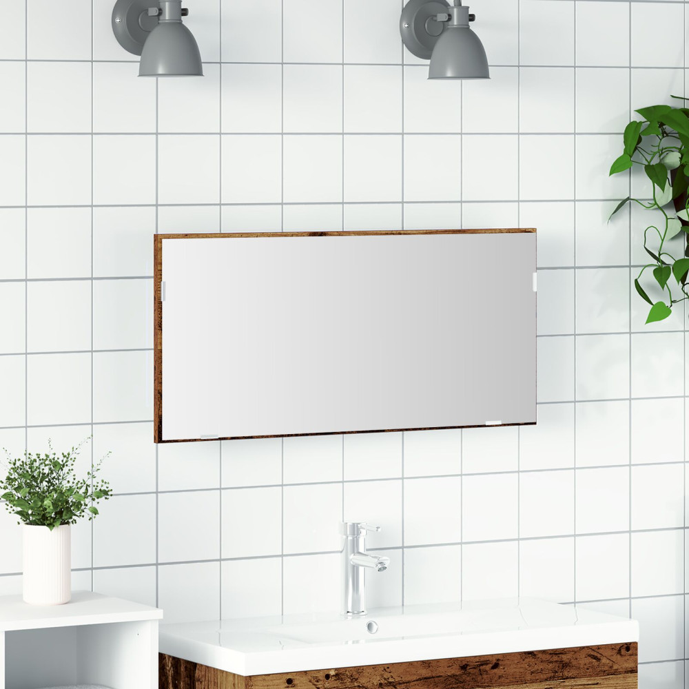 Produktbild för Spegel Gammalt trä 80 x 37 cm Glas och konstruerat trä