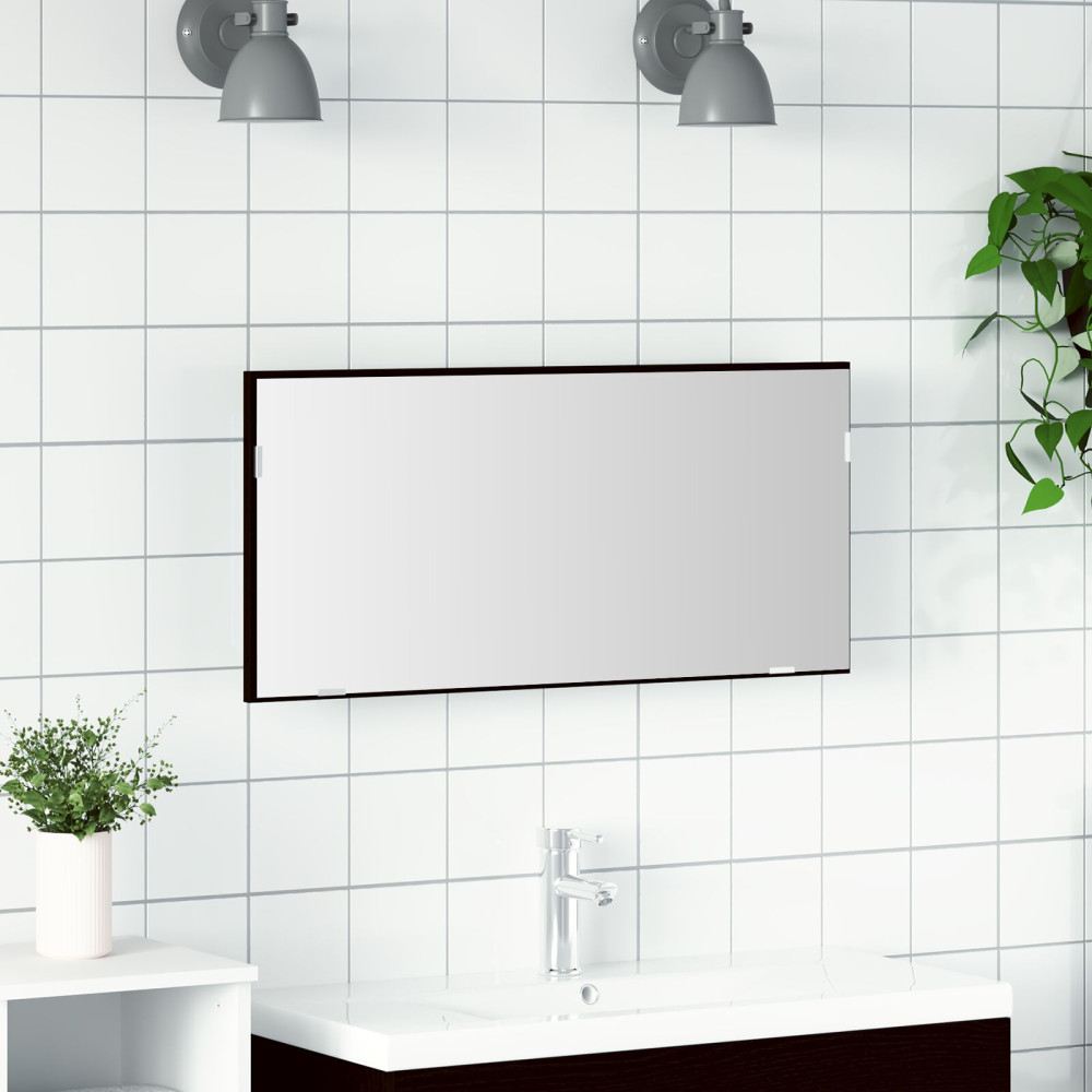 Produktbild för Spegel med spegel Svart ek 80 x 37 cm Glas och konstruerat trä