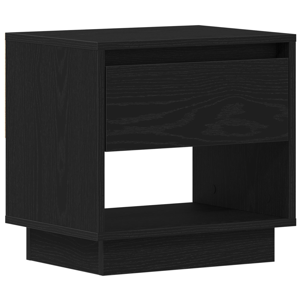 Produktbild för Nattduksbord med låda Svart Ek 45 x 34 x 44 cm Konstruerat trä