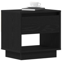 Produktbild för Nattduksbord med låda Svart Ek 45 x 34 x 44 cm Konstruerat trä