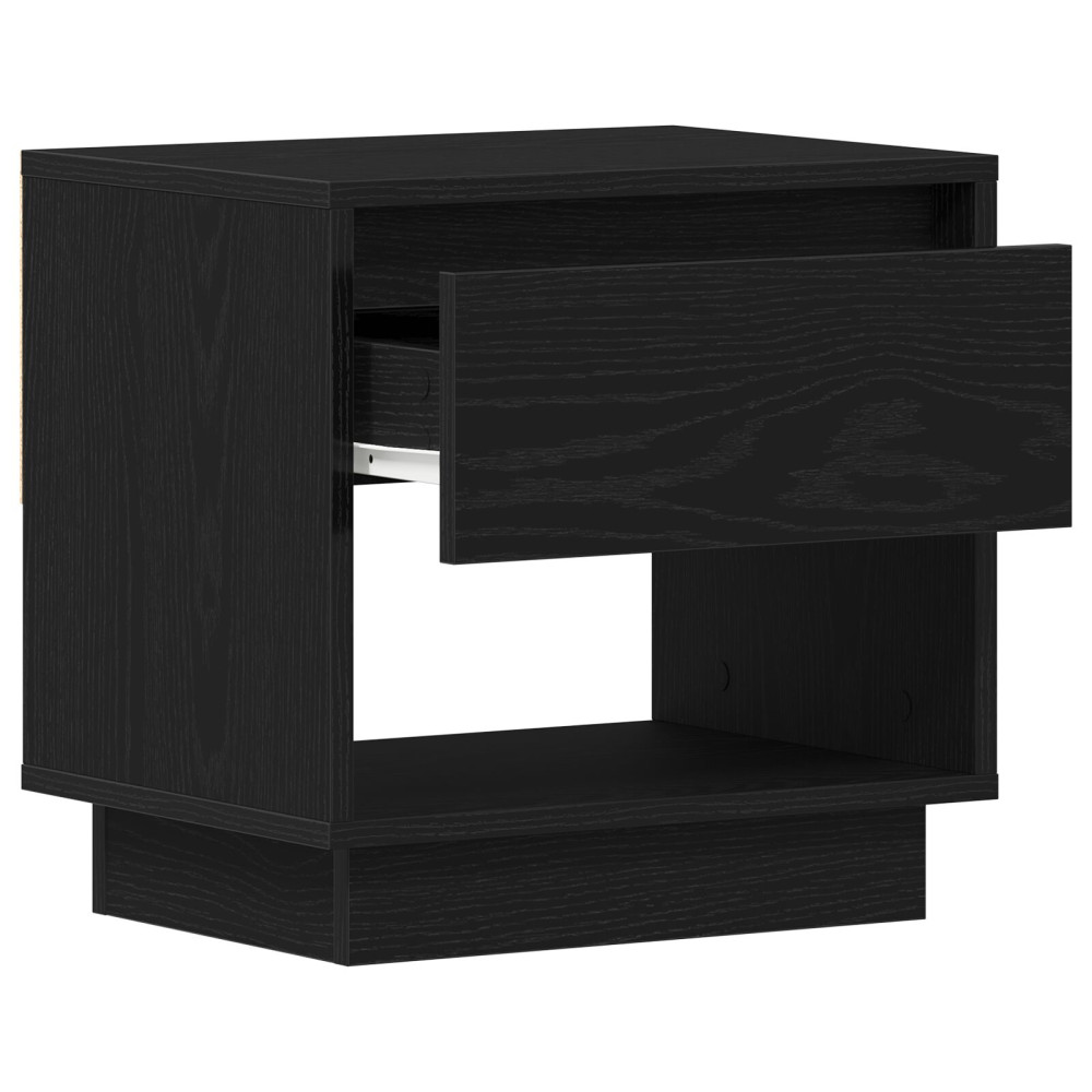 Produktbild för Nattduksbord med låda Svart Ek 45 x 34 x 44 cm Konstruerat trä